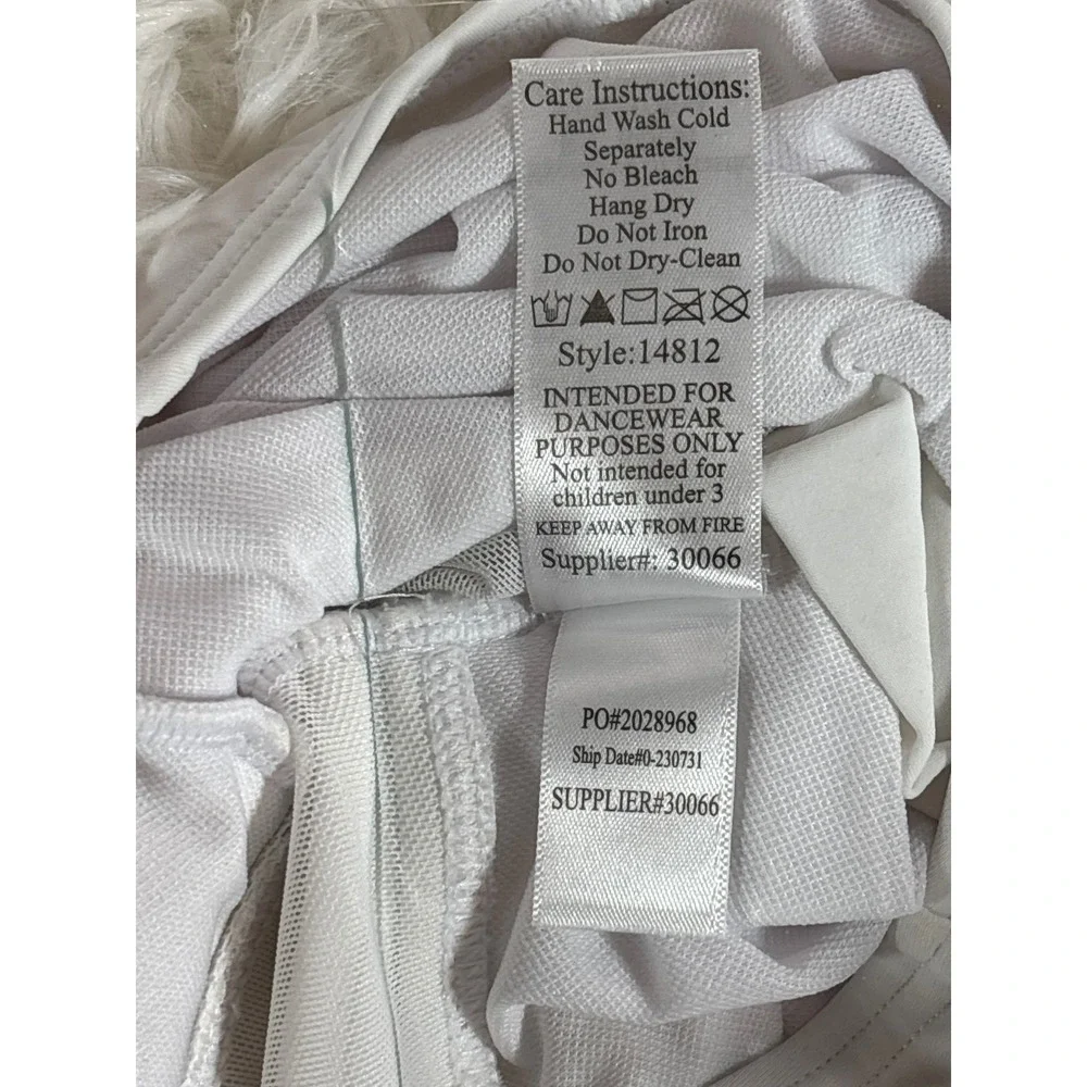 Balera Dancewear White Cross Front Mesh Long Sleeve Bodice Leotard 14812 SA